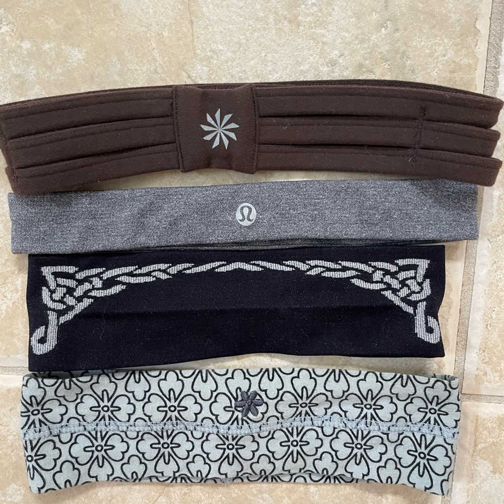 Athleta and Lululemon headbands, used, smoke free home, 4 of them in a lot